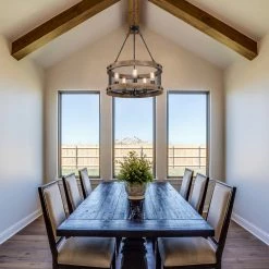 Uolfin LNC- Wooden Drum Shape Chandelier- 5 Lights Hot Sale