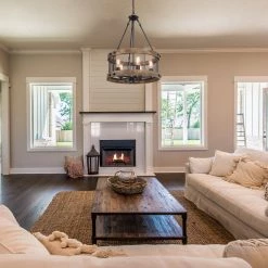 Uolfin LNC- Wooden Drum Shape Chandelier- 5 Lights Hot Sale