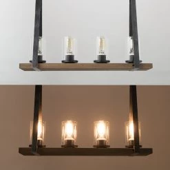 LNC Home- Modern Farmhouse And Industrial Linear Island Chandelier- 4 Lights-Clearance