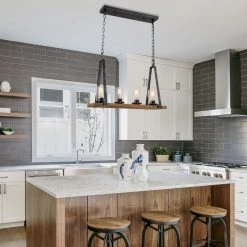 LNC Home- Modern Farmhouse And Industrial Linear Island Chandelier- 4 Lights-Clearance
