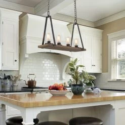 LNC Home- Modern Farmhouse And Industrial Linear Island Chandelier- 4 Lights-Clearance