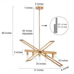 LNC- Modern Futuristic Linear Island Chandelier- 5 Lights