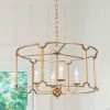 LNC- Modern Drum Shape Golden Chandelier - 4 Lights