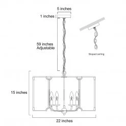 LNC- Modern Drum Shape Golden Chandelier - 4 Lights 14 LNC- Modern Drum Shape Golden Chandelier - 4 Lights