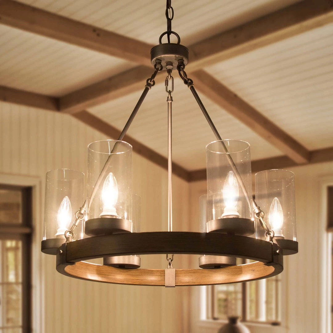 Hot Sale LNC- Wooden Wheel Chandelier - 6 Lights 3 Hot Sale LNC- Wooden Wheel Chandelier - 6 Lights