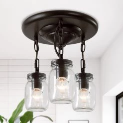 Uolfin LNC Mason Jar Flush Ceiling Light-Clearance Hot Sale