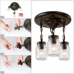 Uolfin LNC Mason Jar Flush Ceiling Light-Clearance Hot Sale