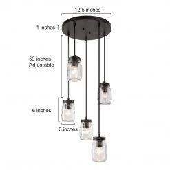 LNC Mason Jar Flush Ceiling Light - 5 Light-Clearance Lighting