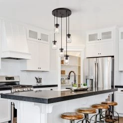 LNC Mason Jar Flush Ceiling Light - 5 Light-Clearance Lighting