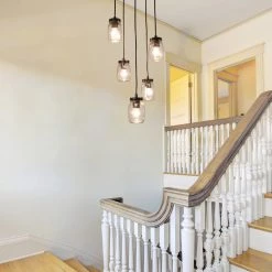 LNC Mason Jar Flush Ceiling Light - 5 Light-Clearance Lighting