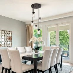 LNC Mason Jar Flush Ceiling Light - 5 Light-Clearance Lighting