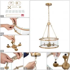 LNC- Modern Bubble Glass Drum Chandeliers-6 Lights