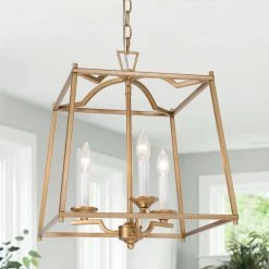 Modern LNC- Golden Bird Cage Chandelier- 3 Lights