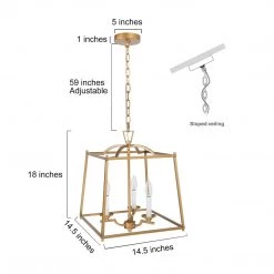 Modern LNC- Golden Bird Cage Chandelier- 3 Lights