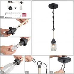 LNC Modern Farmhouse Mason Jar Pendant