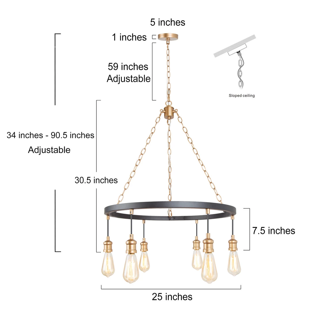 LNC- Modern Style Golden Wheel Chandelier- 6 Lights Hot Sale 9 LNC- Modern Style Golden Wheel Chandelier- 6 Lights Hot Sale
