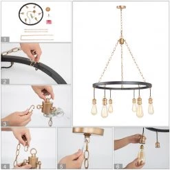 LNC- Modern Style Golden Wheel Chandelier- 6 Lights Hot Sale 18 LNC- Modern Style Golden Wheel Chandelier- 6 Lights Hot Sale