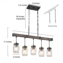 Hot Sale LNC- Mason Jar Linear Island Chandelier- 5 Lights 20 Hot Sale LNC- Mason Jar Linear Island Chandelier- 5 Lights