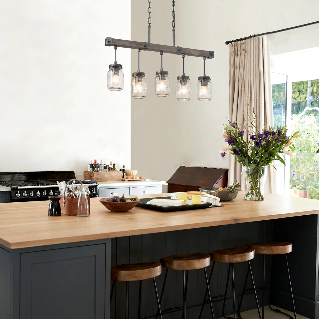 Hot Sale LNC- Mason Jar Linear Island Chandelier- 5 Lights 7 Hot Sale LNC- Mason Jar Linear Island Chandelier- 5 Lights