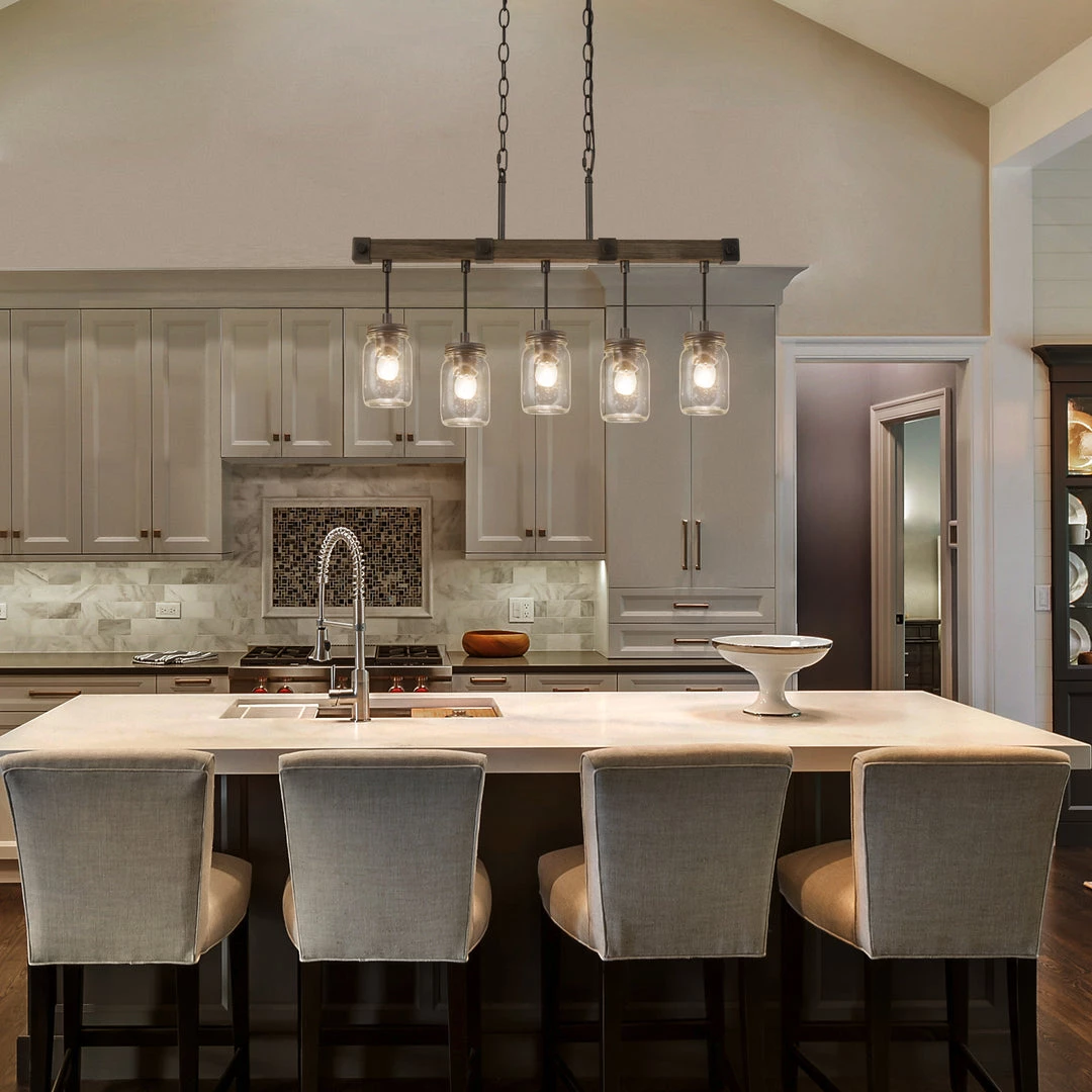 Hot Sale LNC- Mason Jar Linear Island Chandelier- 5 Lights 5 Hot Sale LNC- Mason Jar Linear Island Chandelier- 5 Lights