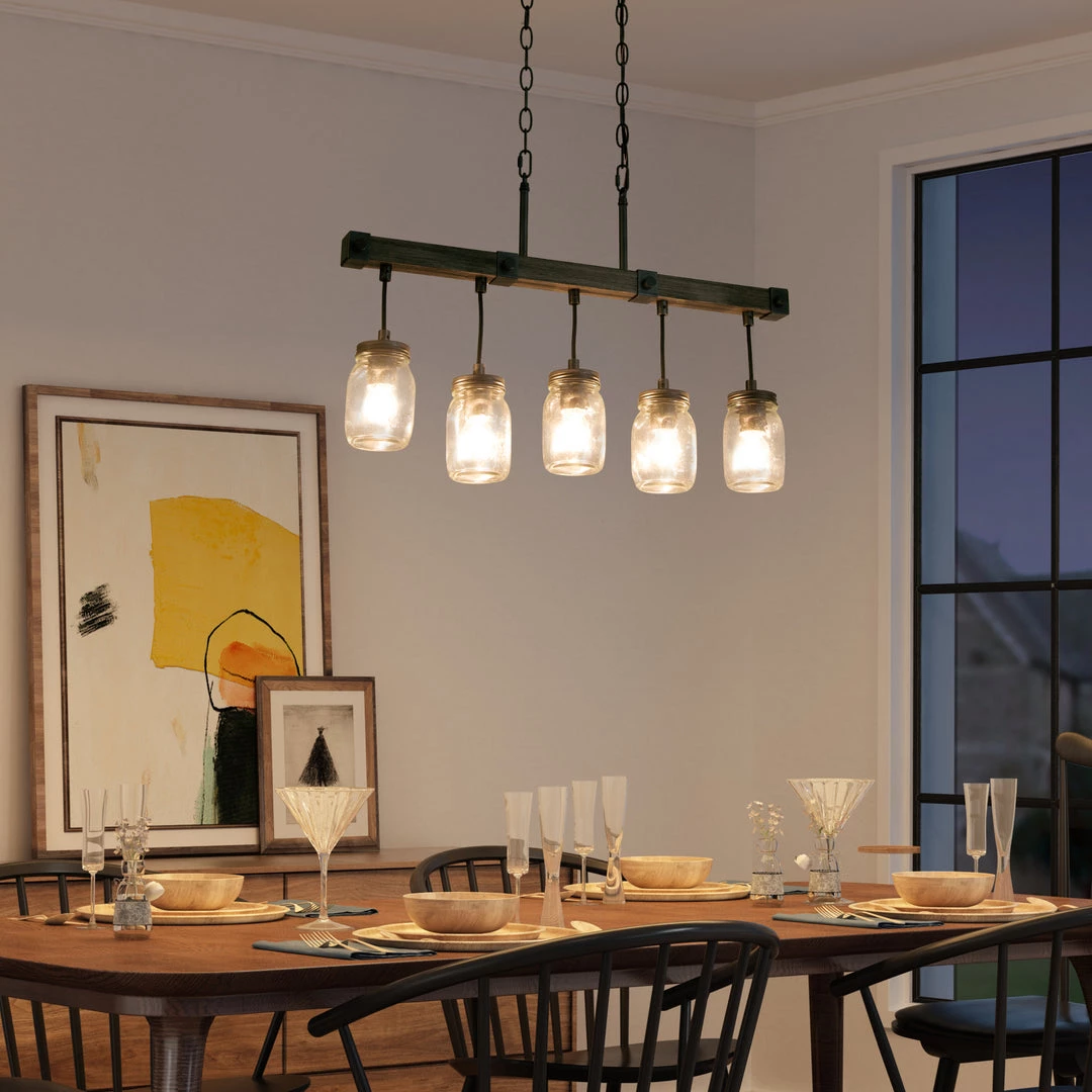 Hot Sale LNC- Mason Jar Linear Island Chandelier- 5 Lights 4 Hot Sale LNC- Mason Jar Linear Island Chandelier- 5 Lights