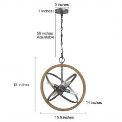 LNC Modern Farmhouse Geometric Wooden Globe Chandelier-6 Lights-Clearance Lighting