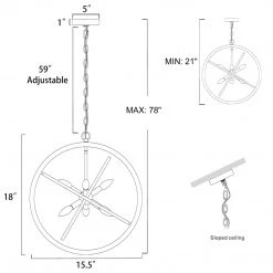 LNC Modern Farmhouse Geometric Wooden Globe Chandelier-6 Lights-Clearance Lighting