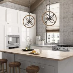 LNC Modern Farmhouse Geometric Wooden Globe Chandelier-6 Lights-Clearance Lighting