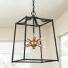 Uolfin Lighting LNC Home- Modern Farmhouse Square Black Chandelier - 6 Lights-Clearance