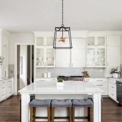 Uolfin Lighting LNC Home- Modern Farmhouse Square Black Chandelier - 6 Lights-Clearance