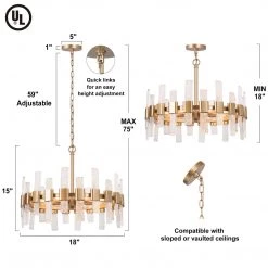 LNC Home- Classic Crystal Glass Tube Chandelier - 6 Lights Open Box Lighting