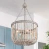 Uolfin LNC Large Draped Wood Bead Chandelier-4 Lights