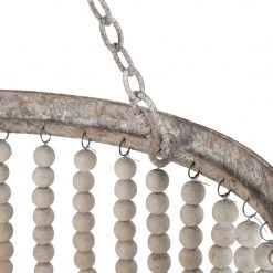 Uolfin LNC Large Draped Wood Bead Chandelier-4 Lights