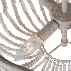 Uolfin LNC Large Draped Wood Bead Chandelier-4 Lights