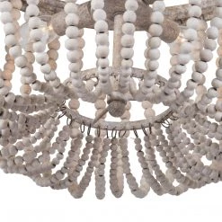 Uolfin LNC Large Draped Wood Bead Chandelier-4 Lights