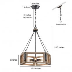 Google Hot Sale LNC Rustic Drum Kitchen Island Chandelier -5 Lights