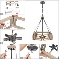 Google Hot Sale LNC Rustic Drum Kitchen Island Chandelier -5 Lights