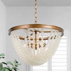 Uolfin LNC Home -Glass Bead Draped Chandelier - Modern & Glass-Clearance Lighting