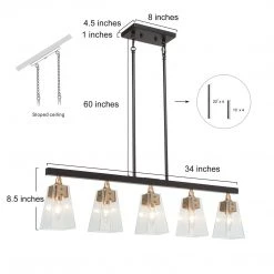 Modern LNC Tapered Kitchen Island Chandelier - 5 Light