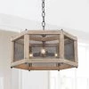 Uolfin Hot Sale LNC Rustic Wood Wire Mesh Chandelier-Clearance