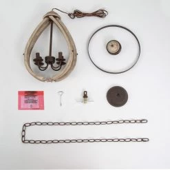 LNC Rustic Wood Cage Lantern-4 Lights Dining Room Lights