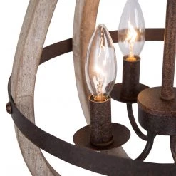 LNC Rustic Wood Cage Lantern-4 Lights Dining Room Lights