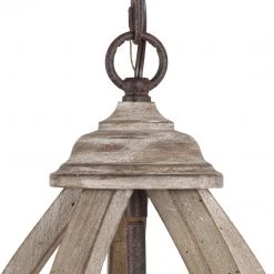 LNC Rustic Wood Cage Lantern-4 Lights Dining Room Lights