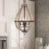 LNC Rustic Wood Cage Lantern-4 Lights Dining Room Lights