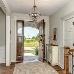 LNC Rustic Wood Cage Lantern-4 Lights Dining Room Lights