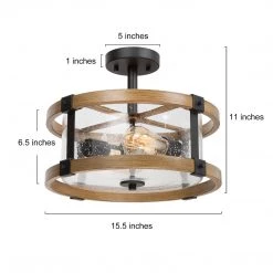 LNC Rustic Wood Semi-flush Ceiling Light 12 LNC Rustic Wood Semi-flush Ceiling Light