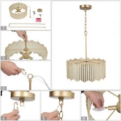 Lighting LNC Modern Designer Drum Chandelier Open Box 24 Lighting LNC Modern Designer Drum Chandelier Open Box