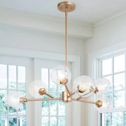 LNC Modern Glass Globe Chandelier-6 Lights Lighting