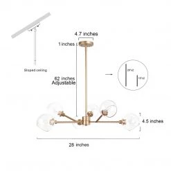 LNC Modern Glass Globe Chandelier-6 Lights Lighting