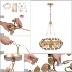 LNC Modern Ring Gold Chandelier-3 Lights Lighting